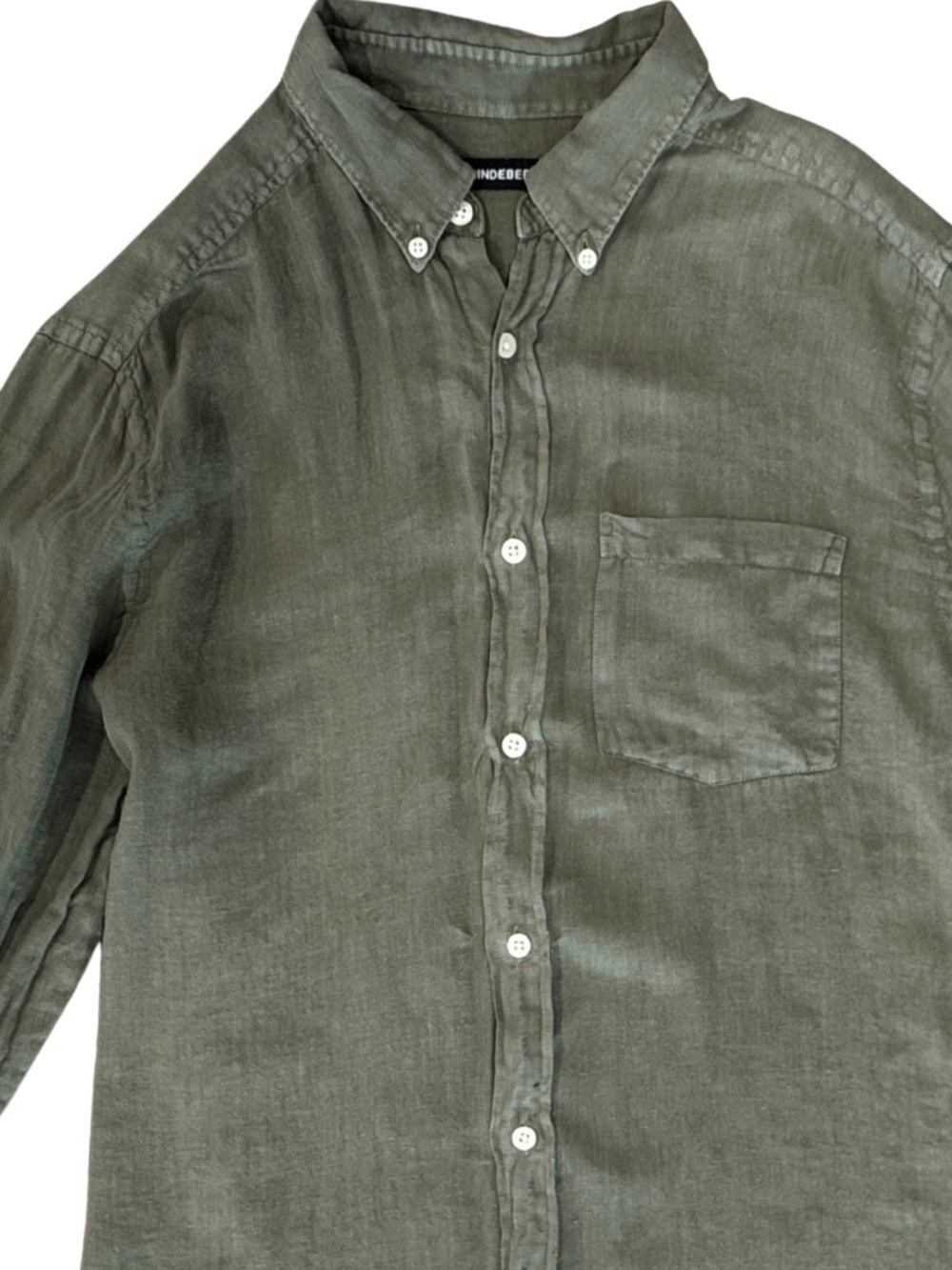 J.Lindeberg Olive Button-Down Linen Shirt